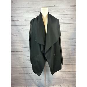 Spanx Tailored Jacket Womens Large Black Open Front Drape Blazer